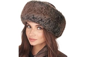 Futrzane Siberian Trim Hat - Womens Leather Faux Fur Hats - Elegant Russian Hat