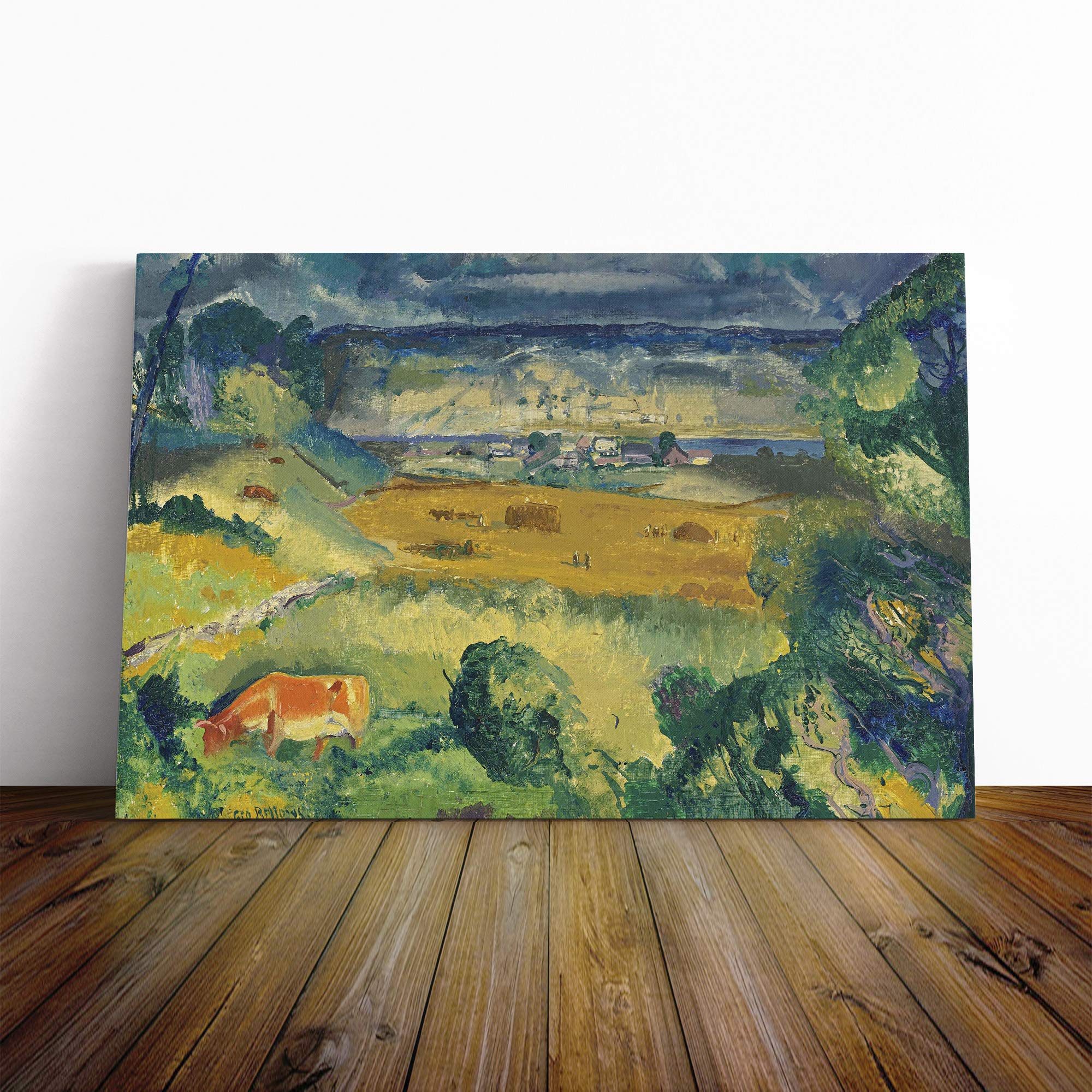George Bellows Harvest Landscape Canvas Print | Gallery Wrapped 30mm Frame Wall Art | 20x14 inches | Ready to Hang | Modern Landscape Picture | Living Room Bedroom Lounge Office