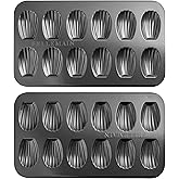 Bellemain Madeleine Pan | 12-Well Madeleine Mold Makes 12 Madeleine Cookies | Nonstick Tea Cake Pan for Madeleines, Cakelet Pan | Warp-Resistant Carbon Steel Madeline Pans (2-Pack)