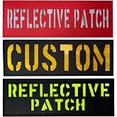 Custom Reflective Patch Laser Cut Patch for Vest Harness Or Collar Customizable Text Personalized Patches with Hook Loop Fastener (Text in 2 Line)