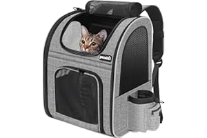 Pecute Cat Backpack with Breathable Mesh, Dog Backpack Carrier with Multi-Pockets for Cats Puppies, Pet Backpack Carrier for 