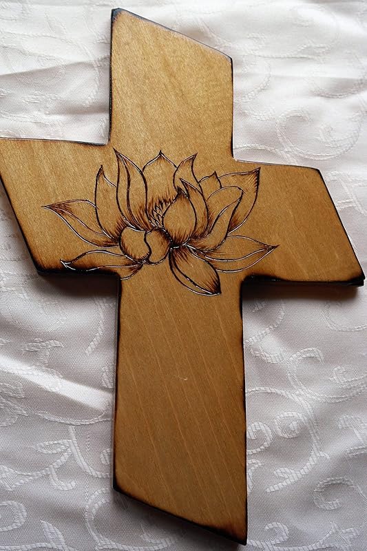 Wooden Cross Lotus Handmade