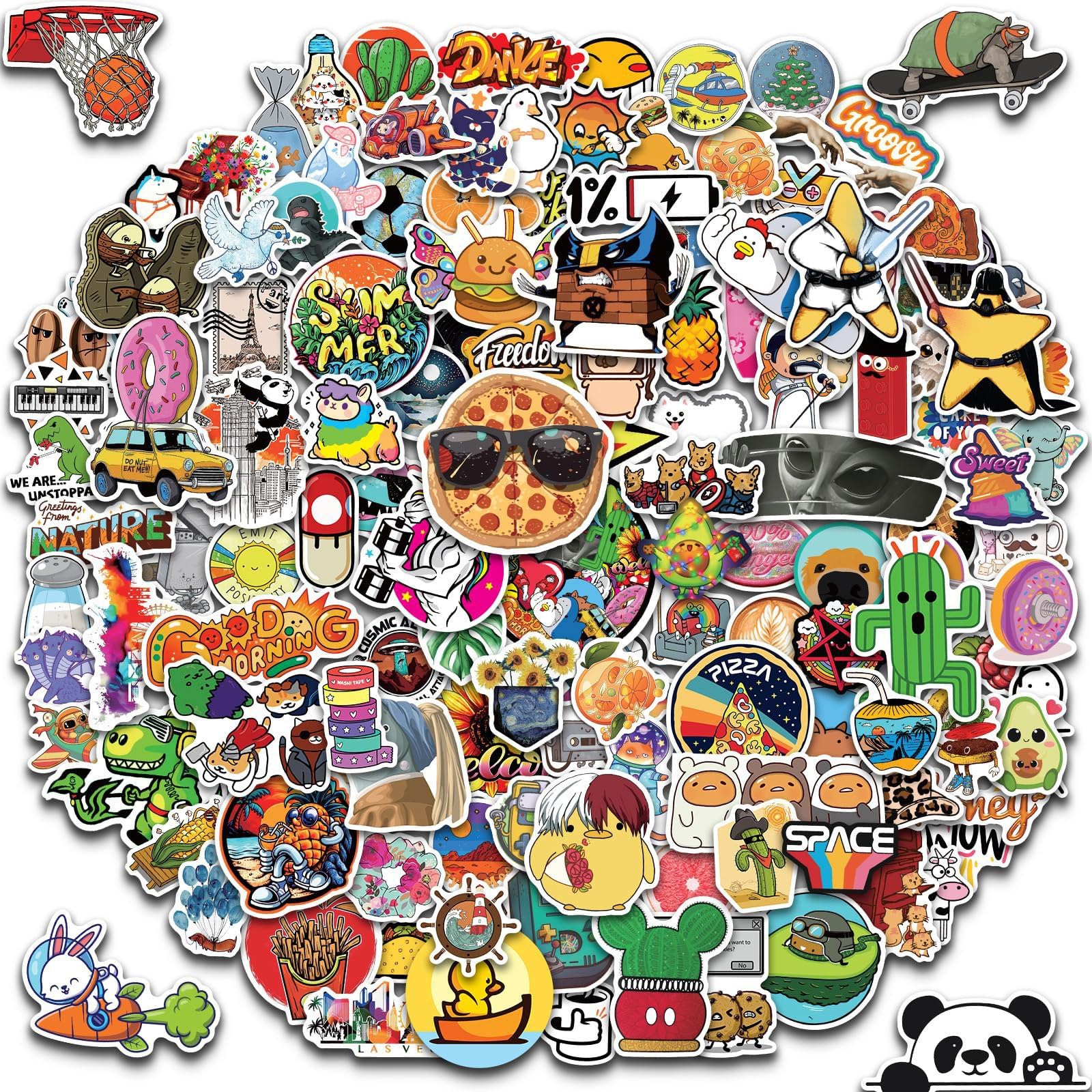 300pcs VSCO Stickers for Water Bottle, Laptop, Kids Teens - Trendy Graffiti Cute Vinyl Aesthetic Waterproof Pack for Skateboard Luggage - Colorful Funny Designs