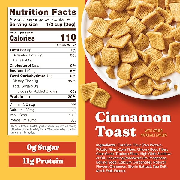CATALINA CRUNCH PROTEIN CEREAL | SUGAR FREE BREAKFAST CEREAL WITH 11G OF PROTEIN | GLUTEN FREE, KETO FRIENDLY | CINNAMON TOAST – 9 OZ. BAG (PACK OF 1)