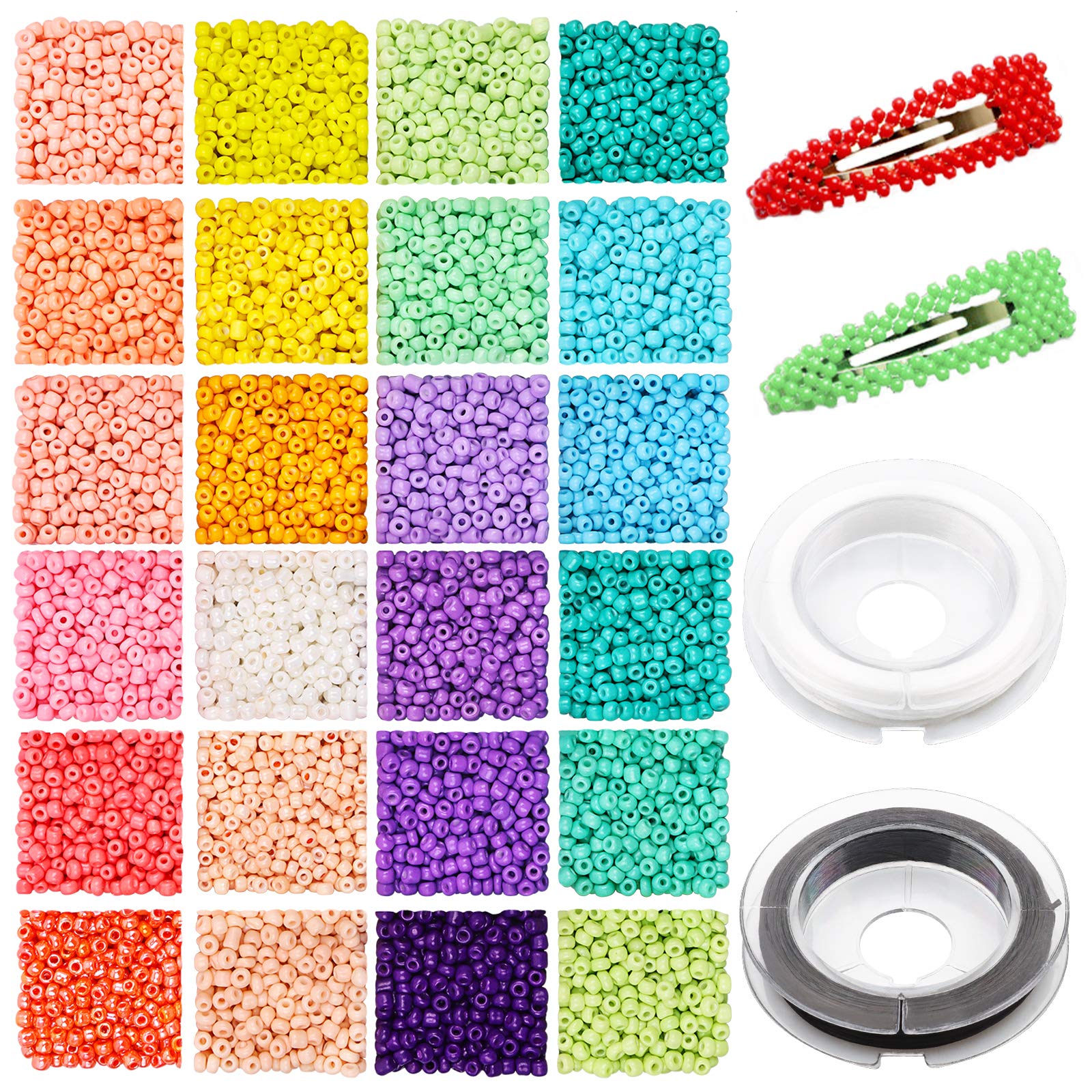 Yholin 3mm Glass Seed Beads for Jewellery Making Kit, 4800pcs 8/0 Small Beads Craft Beads, DIY Bracelet Necklaces Earrings and Crafting