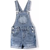 KIDSCOOL SPACE Girls Shorts,Little Big Girls Stretchy Denim Ripped Summer Shortalls