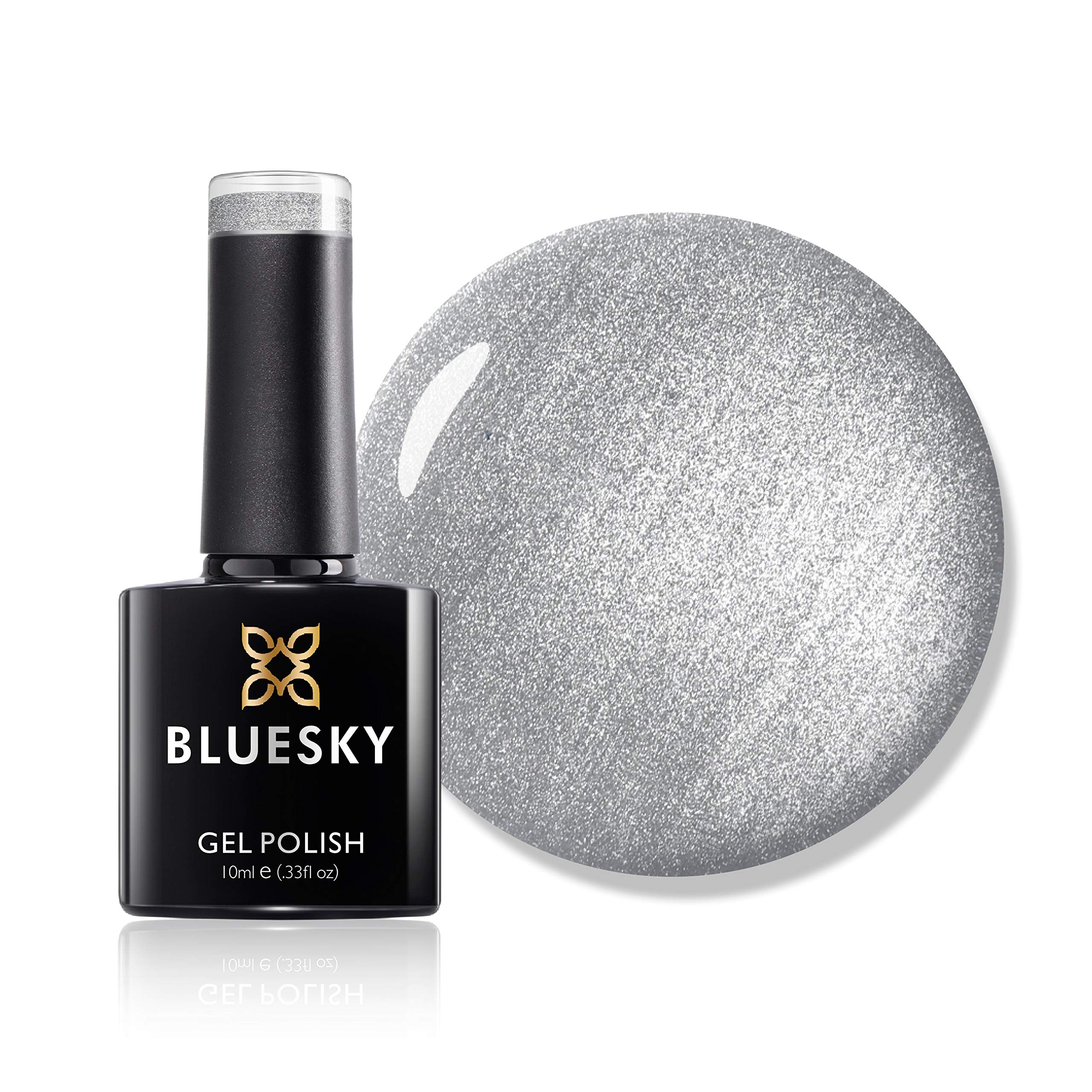 Bluesky Gel Nail Polish, Spring 2021 Collection, Move With Grace Ss2110, 10 ml, Silver, Metallic, Shimmer (Requires Curing Under LED or UV Lamp)