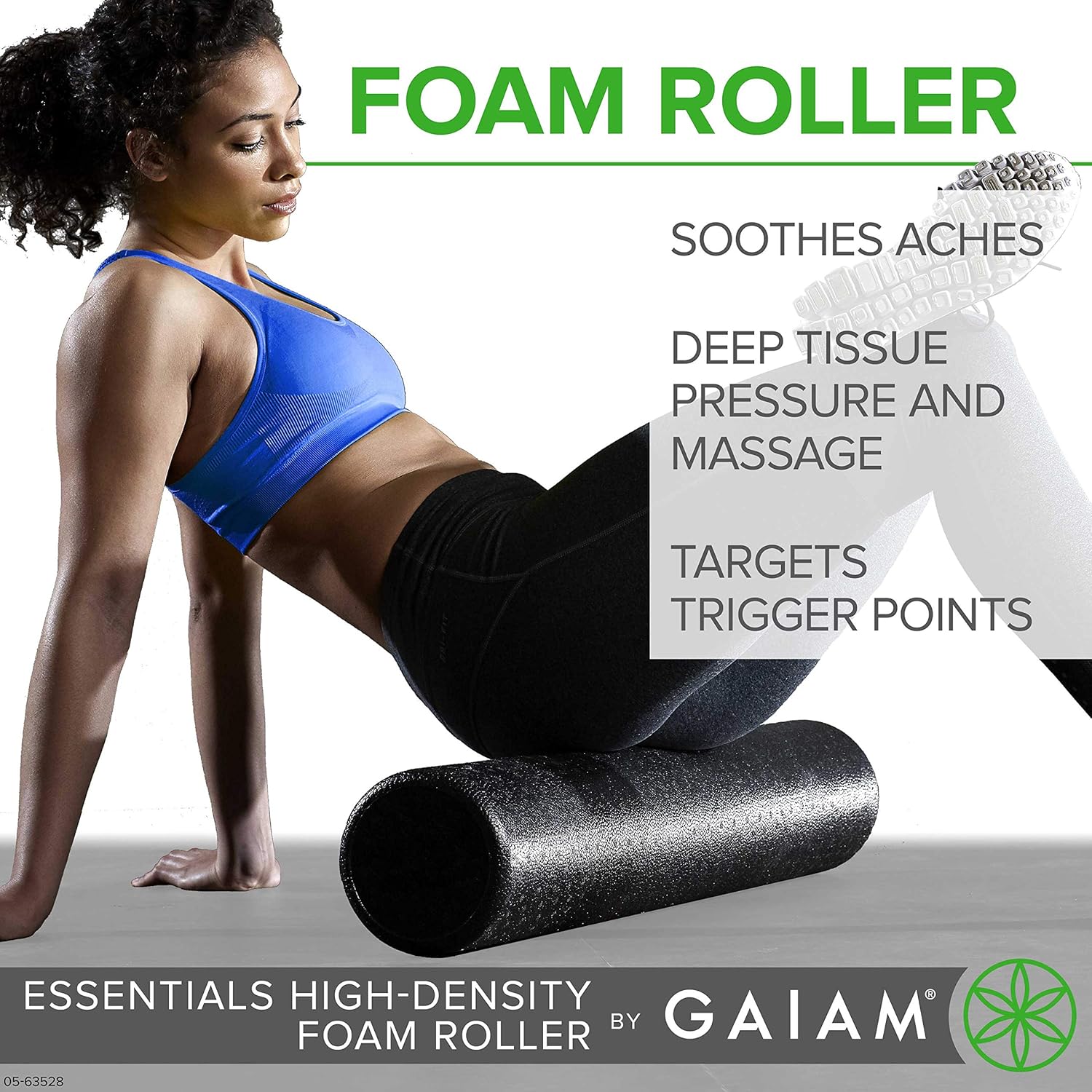 Gaiam Essentials Foam Roller, High Density Firm Deep Tissue Muscle Massager for Back Pain & Sore Muscles, 36 Inch, Black: Sports & Outdoors