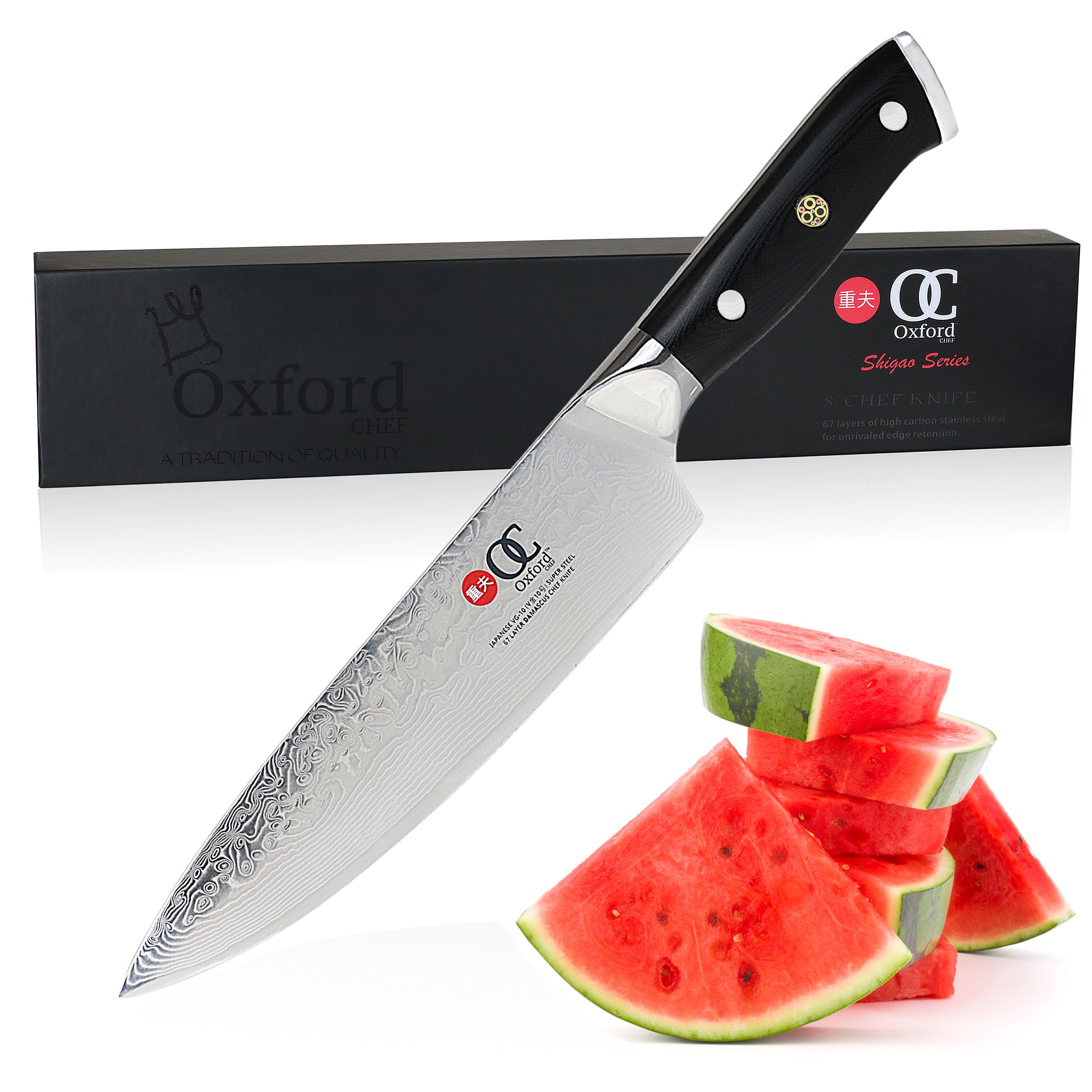 Chef Knife 8 inch By Oxford Chef Damascus VG10 Super Steel 67 Layer