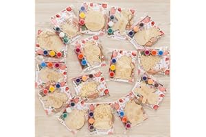 GEECOZYLIFE Christmas Crafts for Kids - 24 Pcs DIY Christmas Ornament Painting Kit - Wooden Santa, Tree & Reindeer Crafts, Stocking Stuffers Toys & Party Supplies