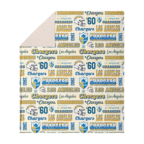 FOCO Los Angeles Chargers NFL Retro Sherpa Fleece Blanket