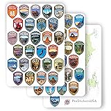 1 x 1.5 inch Collection 63 Stickers Set All National Parks USA Complete Collection Shield N.P. Passport Colors Vinyl Stickers