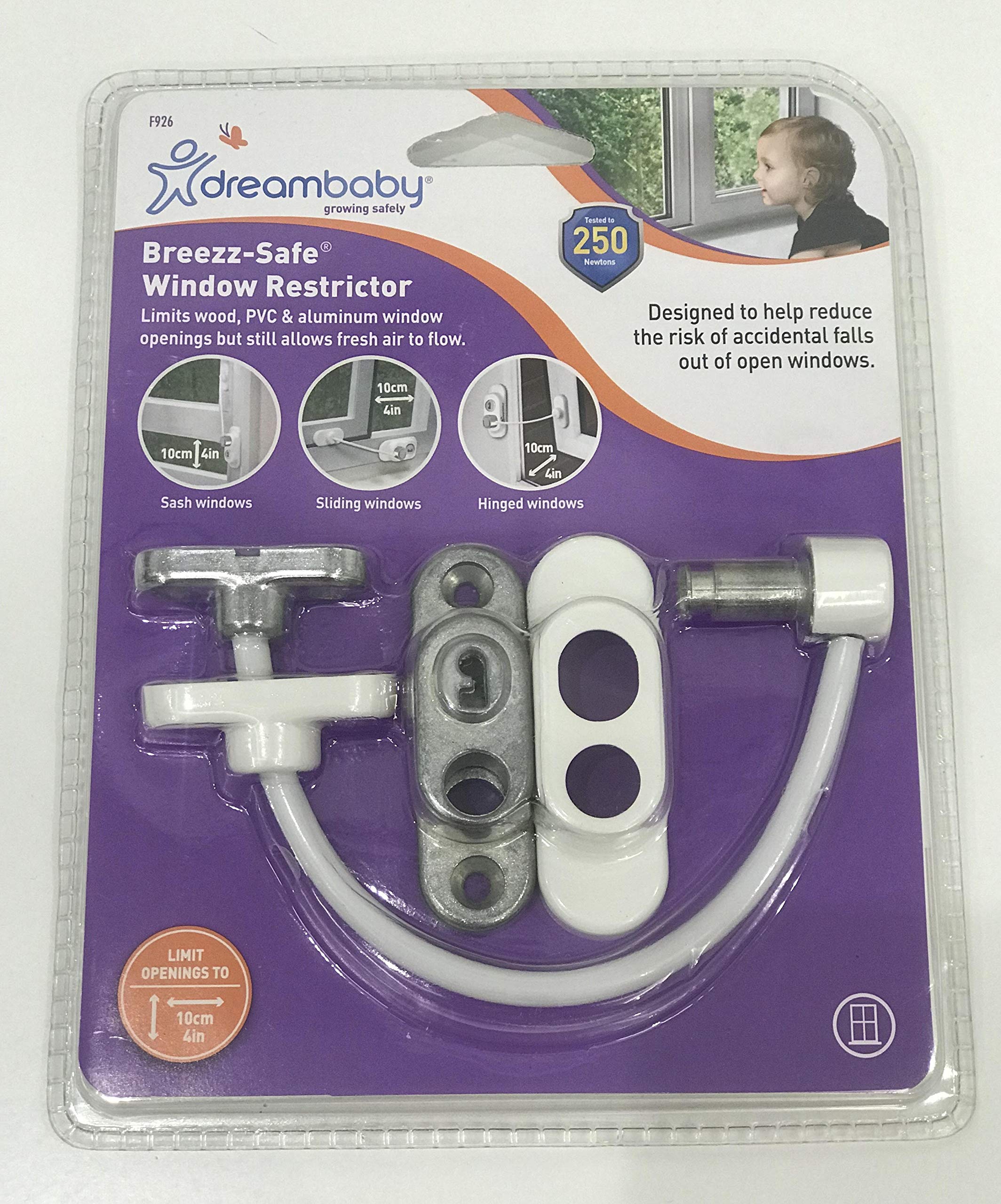Dreambaby Breezz-Safe Window Baby Safety Restrictor Lock with Key - White Packaging may vary