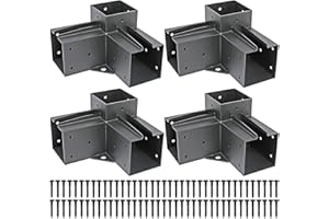 Antsky Stainless Steel 3-Way Right Angle Corner Pergola Bracket with Screws for 4x4 Inch(Actual: 3.5x3.5 Inch) Wood Beams，Pergola/Gazebo Kit (4 Pack)