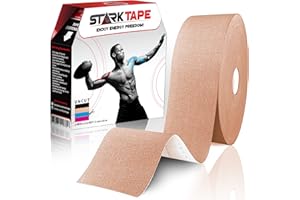Starktape Original Kinesiology Athletic Tape. Professional Sports Tape for Ankle Wrist Knee Shoulder Muscles Joints. Latex Free, Waterproof, Stretchy, and Gentle on Skin. Up to 115 ft/Roll