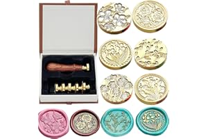 JUPPE 6pcs Flower Wax Seal Stamp Set, Cherry Blossom Rose Bell Orchid Branches Tulip Various Flowers Sealing Wax Stamp Wedding Invitation Birthday Party Sealing Stamp