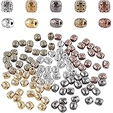PH PandaHall 100pcs 5 Colors Tibetan Spacer Beads, 6mm Barrel Metal Spacer Beads Column Loose Connector Charm Bead for DIY Bracelet Necklace Jewelry Making