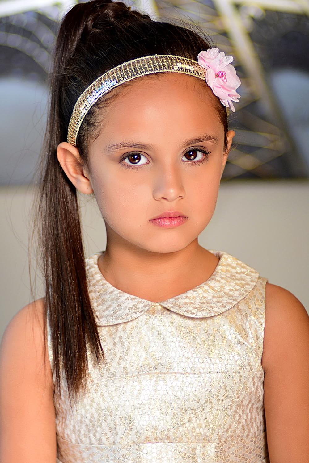 Amazon Com Gold Sparkle Flower Girl Hair Accessory Pink Flower