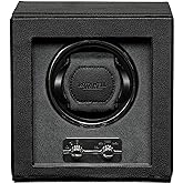 ROTHWELL Single Watch Winder for Automatic Watches with Quiet Motor with Multiple Speeds and Rotation Settings (Black/Grey)
