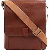 Hidesign Aiden Genuine Leather Medium Crossbody Men/Women Shoulder Messenger Bag / Travel Bag / 10.5" iPad Bag, Tan