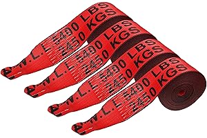 Mega Cargo Control 4" Winch Strap with Twisted Sewn Loop, 30 Feet Long, Heavy Duty Trailer Tie Down for Safe Cargo Securement, Loop End Fitting for Easy Attachment, Red (4 - Pack)