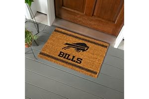TEAM SPORTS AMERICA NFL Buffalo Bills Natural Coir Door Mat, Indoor and Outdoor Entryway, 28 x 16 Inches, Non Slip Back, Welcome Floor Mats, Muddy Dog Paws, Front Door Entrance Home Décor