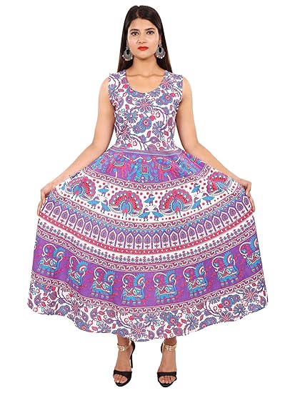 Women's A-Line Maxi Dress (JSL155_Blue_Free Size)