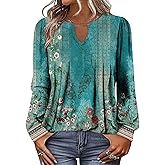 ONLYSHE Women Long Sleeve Shirts Ladies Floral Tops Fall Clothing