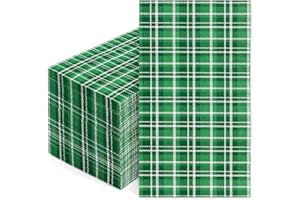 Homlouue 100 PCS St. Patrick's Day Napkins, Plaid Gingham Napkins, Disposable Hand Towels for Bathrooms St. Patrick's Day Christmas Party, Paper Hand Towels for Decorate Home Dinner, Green Napkin