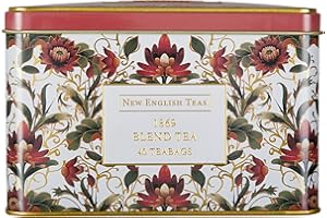 New English Teas Victorian Lotus Flower Tea Tin with 40 Traditional 1869 Blend Teabags, Inspired by Embroidery & Textile Desi