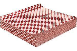 P PATERSON Paterson Paper 1000 Count PFAS-Free Red Checkers Grease-Resistant Food-Safe Deli Sandwich Wrap Paper Sheets/Basket Liners (Pack of 1000)