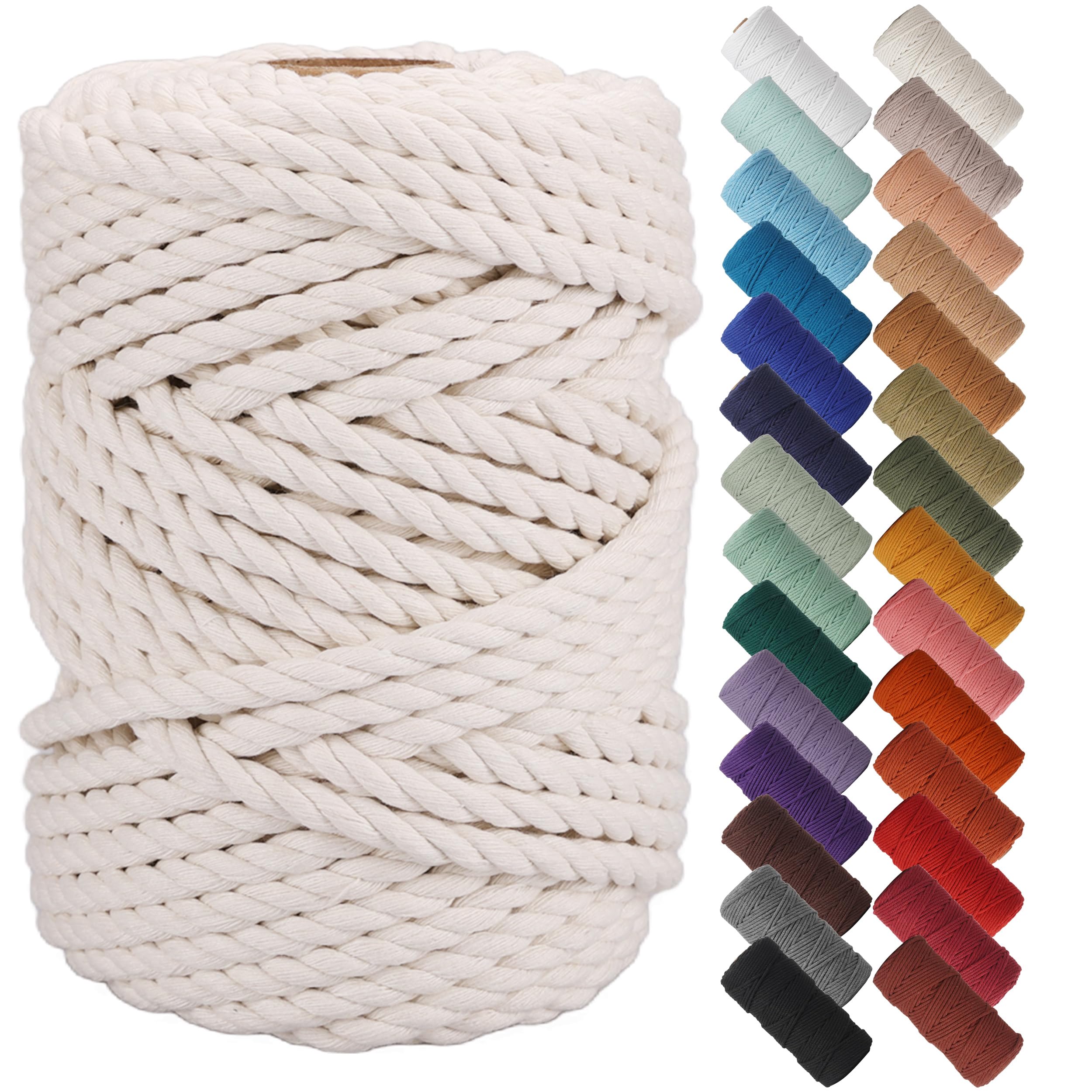 Photo 1 of NOANTA Natural Macrame Cord 8mm x 54Yards, Beige Macrame Rope, Cotton Cord for Wall Hanging, Plant Hangers, Christmas Crafts, Knitting