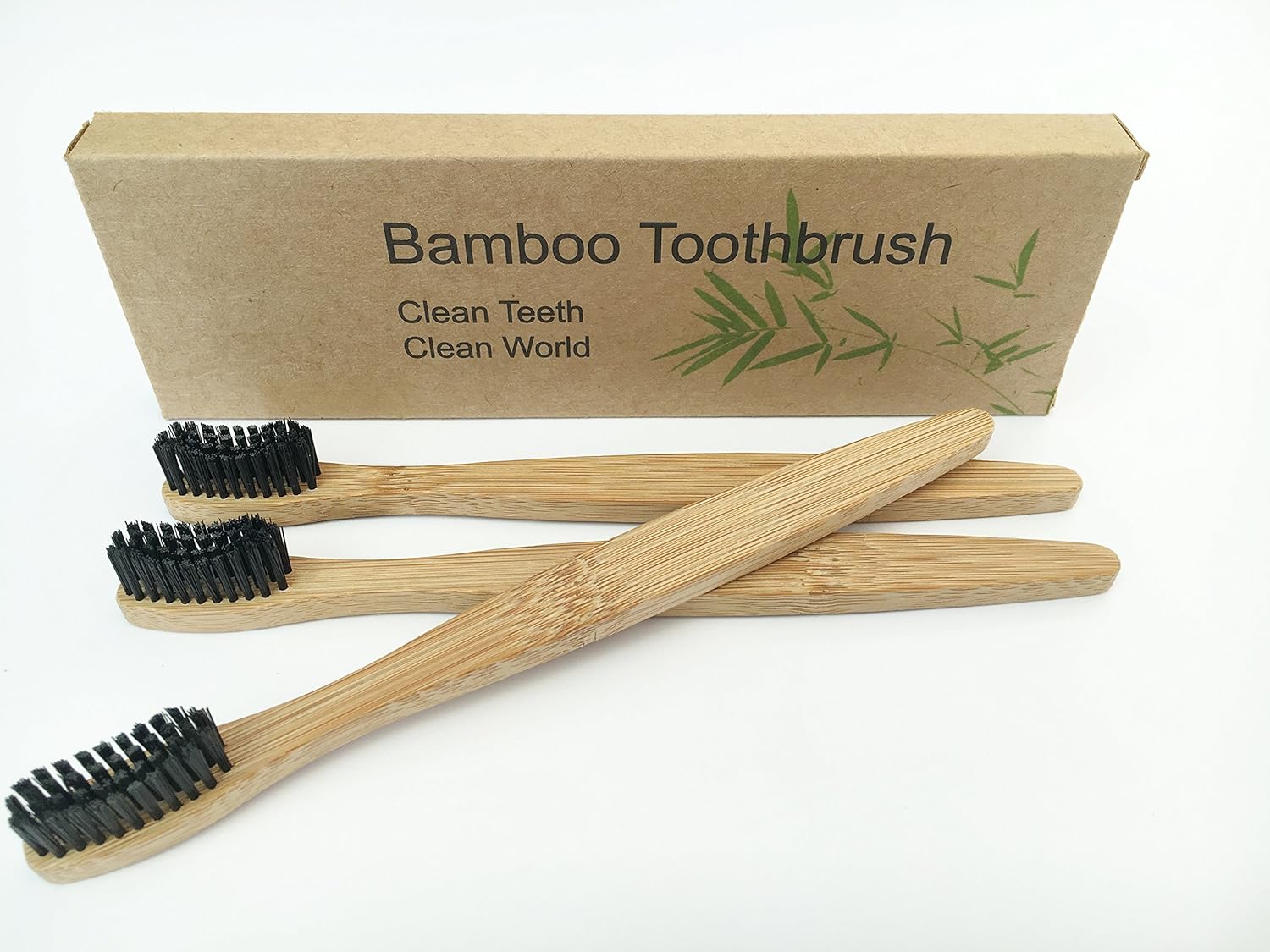 Lot De 10 Brosses à Dents En Bambou Naturelles VERT BAMBOU Poils Souples