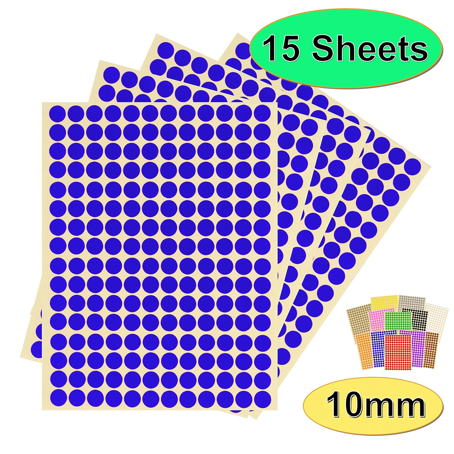 BestSelling Pack of 2880 x 10mm Round Coloured Easy Peel Self Adhesive