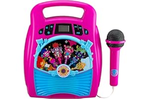 eKids Trolls Karaoke Machine Bluetooth MP3 Karaoke Player Portable with Light Show Store Hours of Music with Built in Memory Sing Along Using The Real Working Microphone USB Port