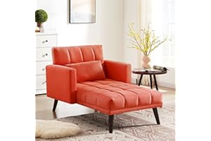 AWQM Convertible Chair Bed Sleeper, 3-in-1 Chaise Lounge Chair Futon Sofa Bed Chair with Adjustable Backrest,Velvet Lounge Sofa Bed Couch, Sleeper Chair Recliner Sofa Chair for Small Space,Red