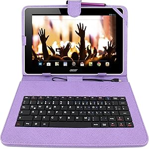 DURAGADGET Purple Micro USB GERMAN Keyboard Case With BONUS Stylus Pen For Acer Iconia Tab A3, Acer Aspire Iconia Tab A500 10.1 inch LED Tablet (nVidia Tegra 250 Dual cortex A9, Honeycomb) & Acer Ionia A200 (Nvidia Tegra T30L 1.2GHz, 1GB RAM, BT, Android 4.1) -- PLEASE NOTE, AN OTG ADAPTOR IS NEEDED FOR THIS CASE TO WORK