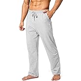 Pudolla Men's Cotton Yoga Sweatpants Athletic Lounge Pants Open Bottom Casual Jersey Pants for Men with Pockets