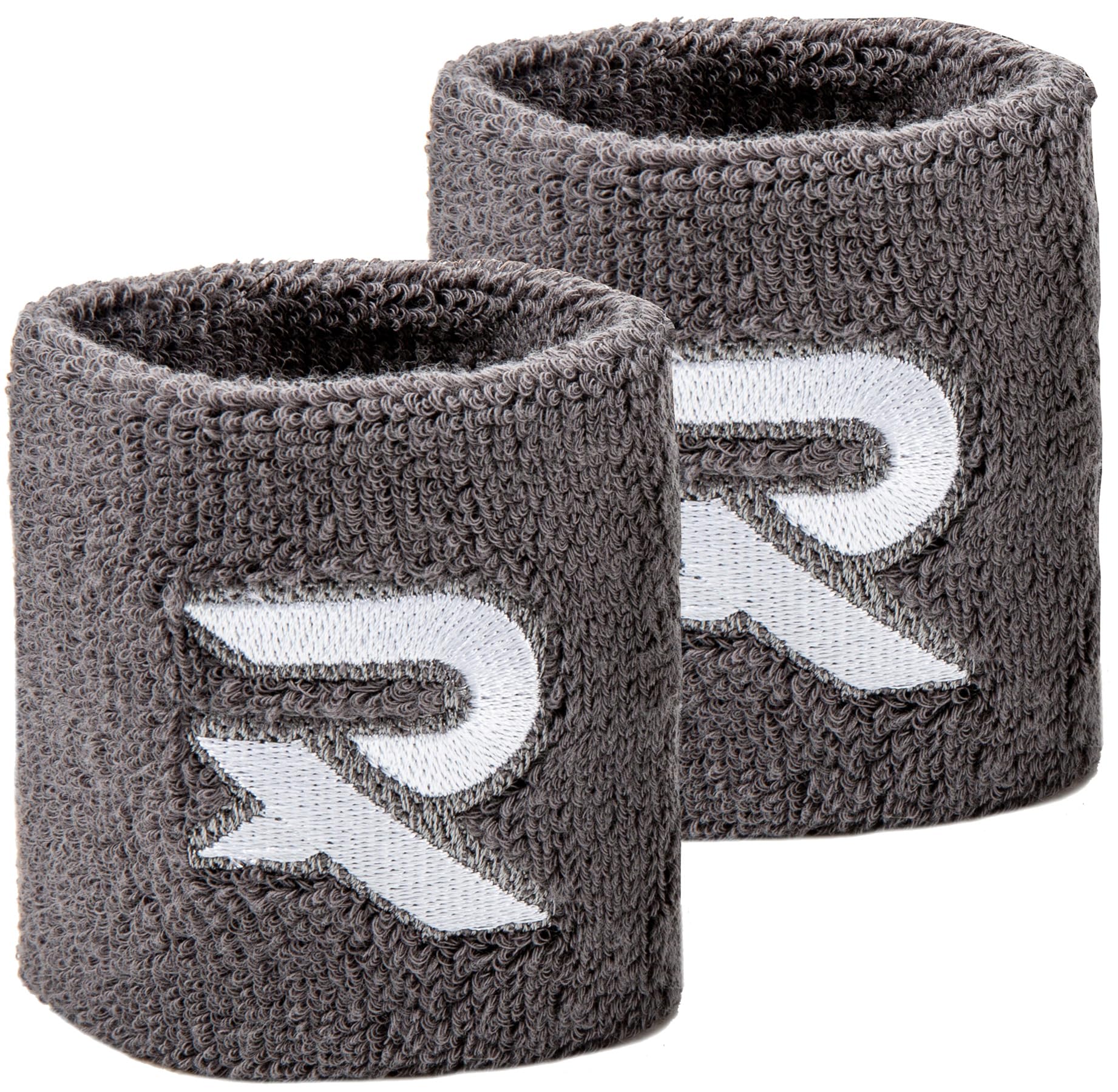 Raquex Sports Wristbands (7 Colours, 2 Widths) - Soft, Stretchy Cotton. Padel, Tennis, Squash, Running Sweat Bands - Machine Washable (Grey, Pair Wristbands)
