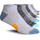 JAMES FIALLO Men’s 6 Pairs Athletic Low Cut Socks – Cushioned Sport Performance Training & Running Style Size 10-13