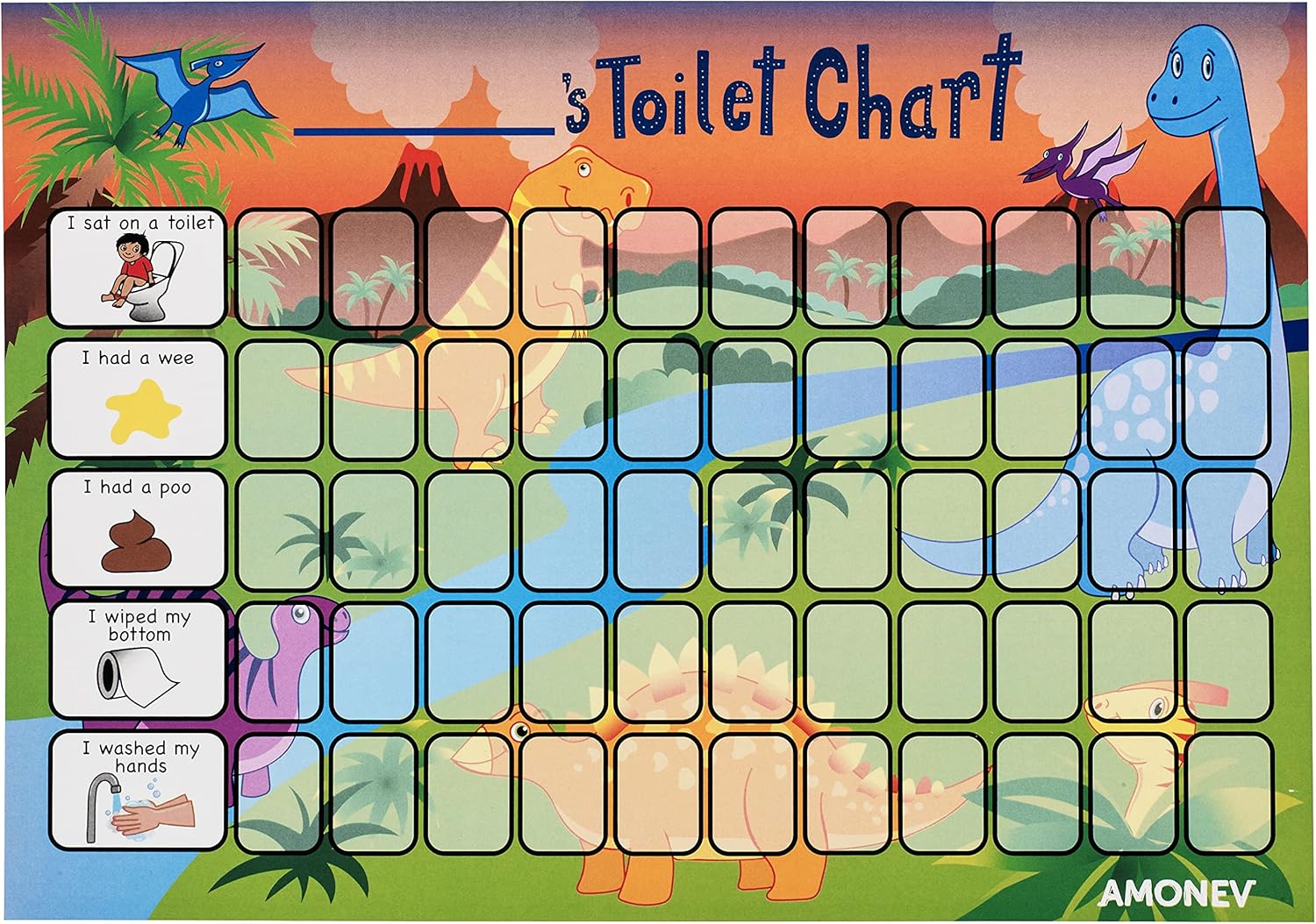 Amonev Dinosaur Toilet Training Reward chart and Potty Training reward chart for boys and girls Toddlers Twin Pack with 225 star stickers included - Image 5