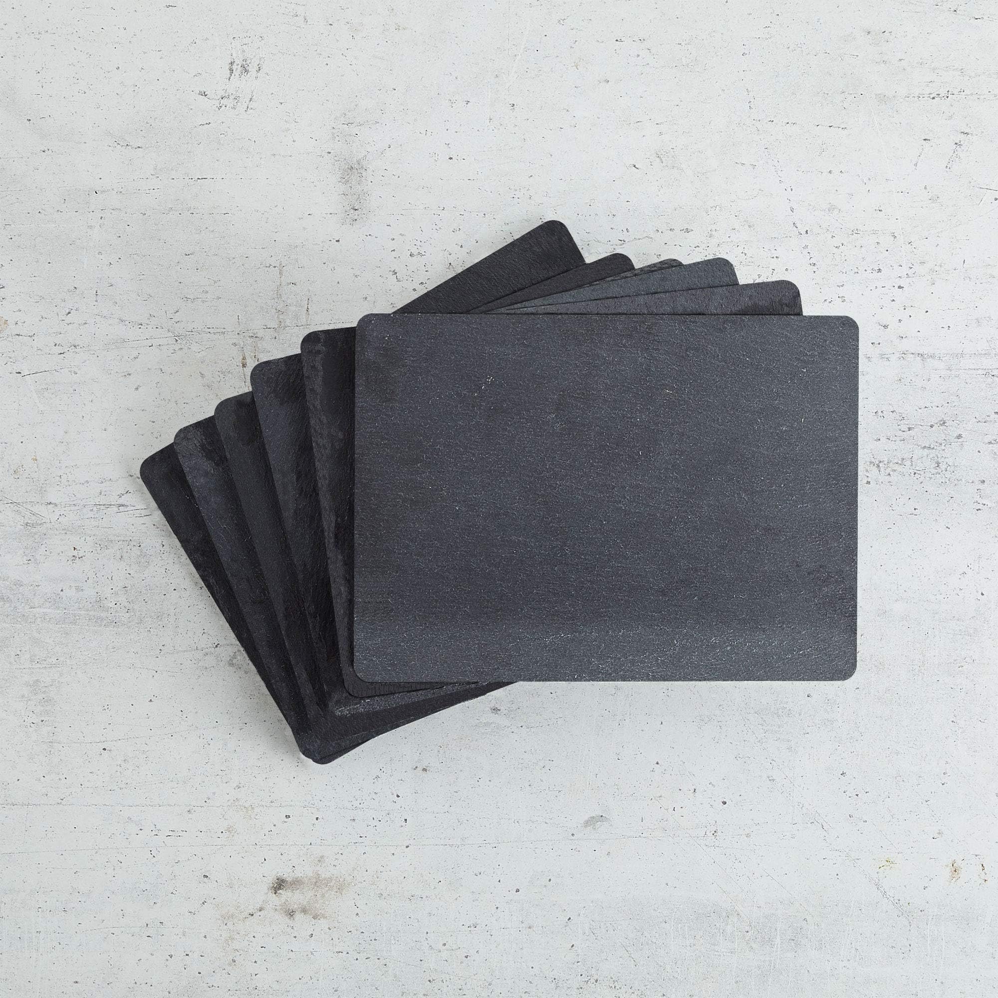 VonShef Slate Serving Tray Set - Set of 6 8.7" x 6.3" Cheese Boards/Platters/Plates - Perfect for Cheese, Tapas, Desserts