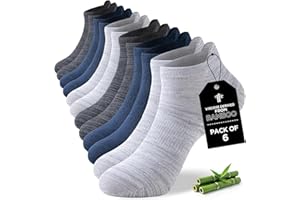 Ankle Socks for Men Wowmen, 6 Pairs Bamboo Rayon Breathable Sports Low Cut Thin, Multicolor Size 6-8 9-11 12-14