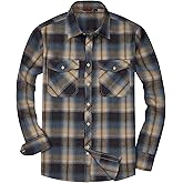 Alimens & Gentle Men's Button Down Regular Fit Long Sleeve Plaid Flannel Casual Shirts