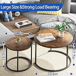 aboxoo Coffee Table Nesting Round Table Set of 2