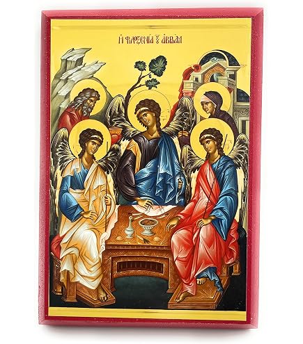 Icône Orthodoxe Sainte Trinité Rublev - 19,5x16,5 Cm - Avec Support Et Crochet - Cadeau Religieux - 6