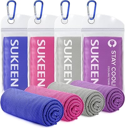 Sukeen 4 Pack Cooling Towel 40x12 Ice Towel Microfiber Yoga Gym Sports
