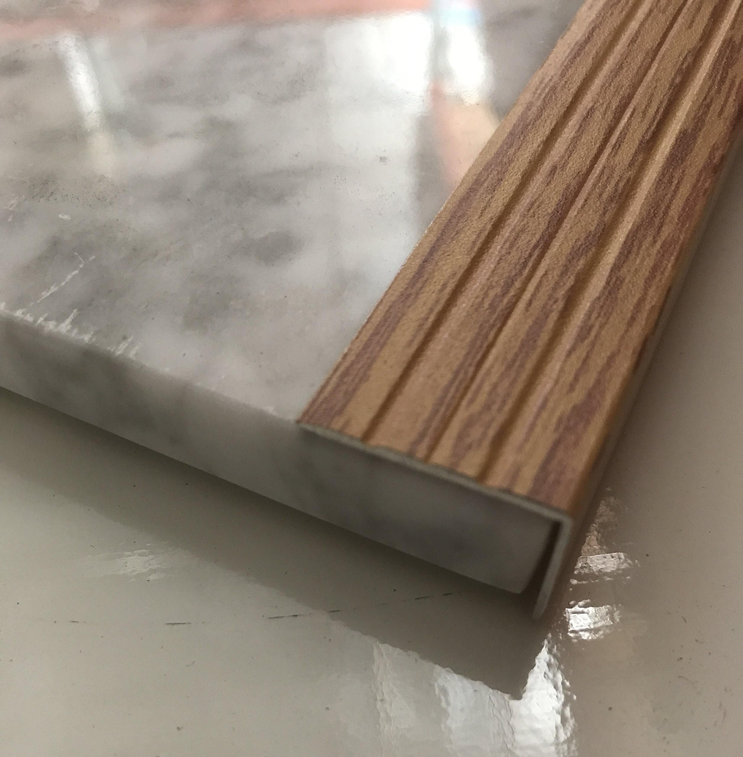 Stair Noses European Anodized Aluminum and Angle Edges Profile (48, Natural Beech)