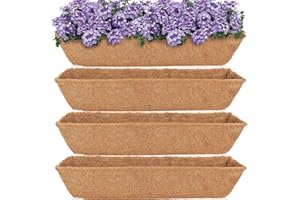 HFHOME 4Pcs 24" Trough Coco Fiber Replacement Liner, Natural 24 in Window Deck Coco Replacement Liner for Window Box