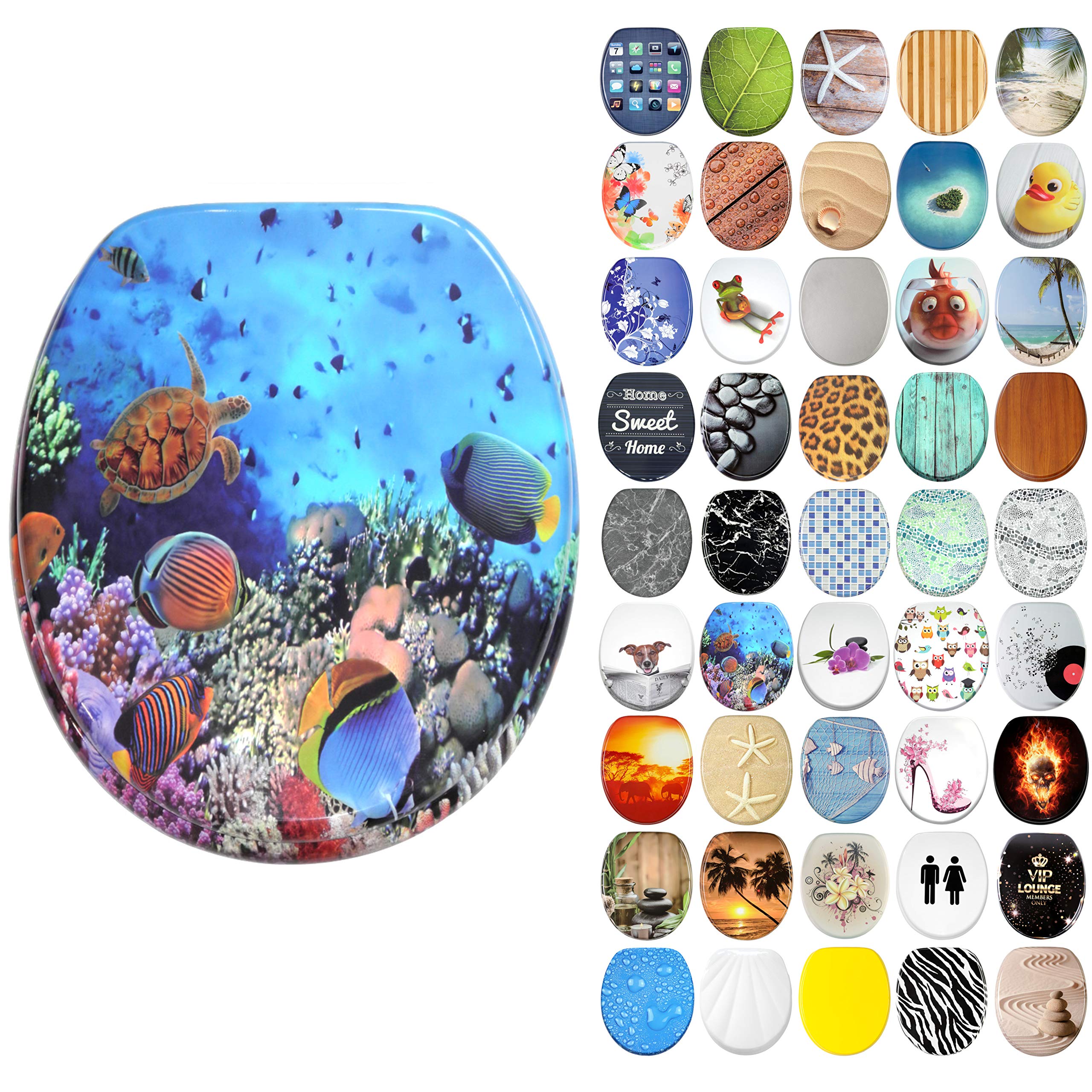 Sanilo Soft Close Toilet Seat, Wide Choice of New Toilet Seats, Stable Hinges, Easy to Mount (Ocean) — image 1